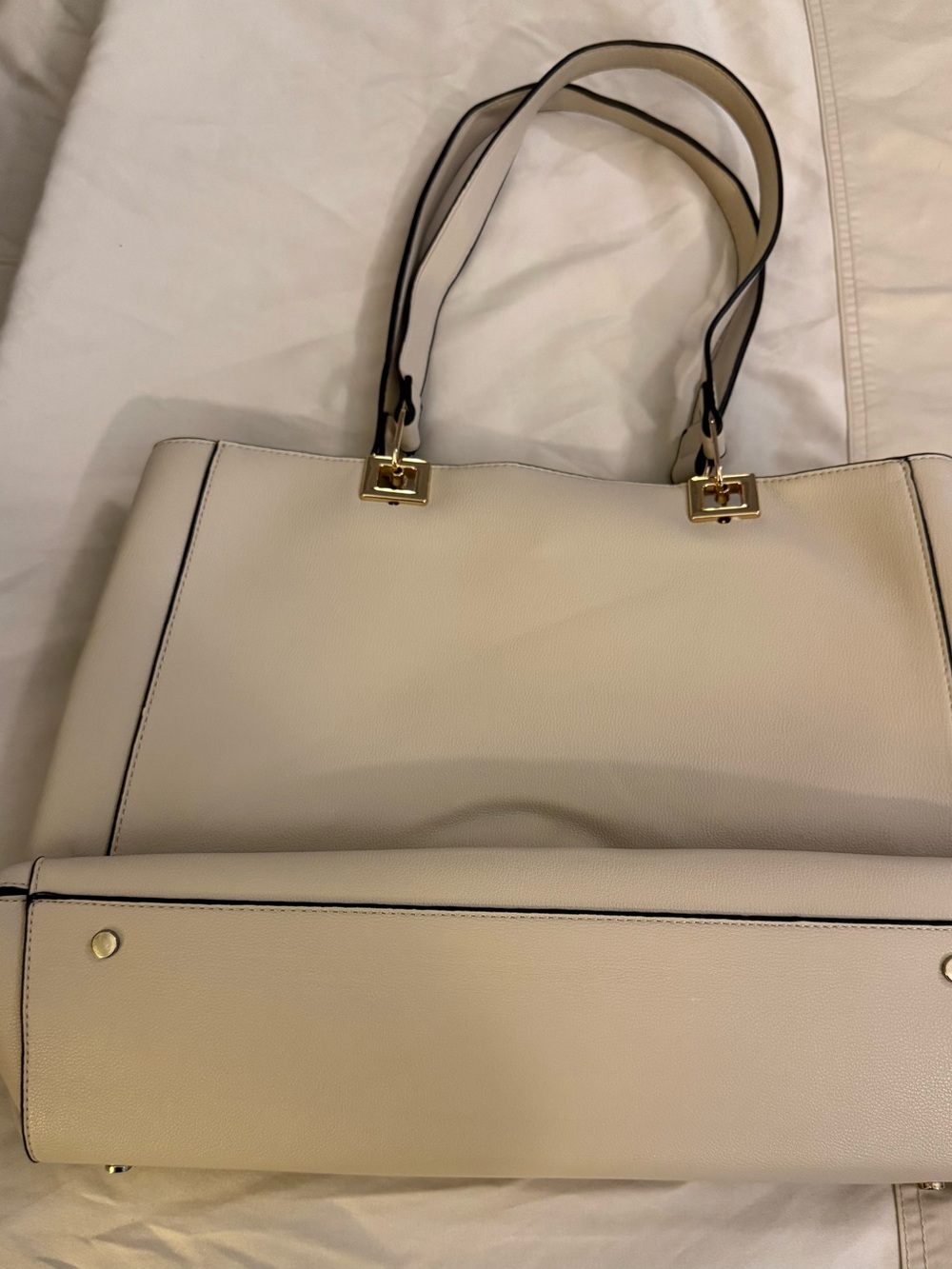 The Limited Cream Tote with Black Trim & Gold Hardware